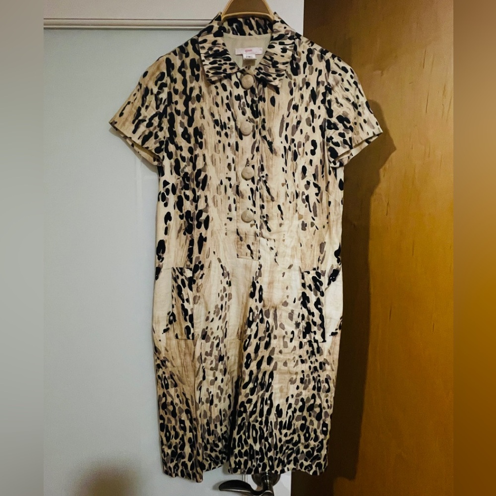 Leggiadro animal print classic shirt dress